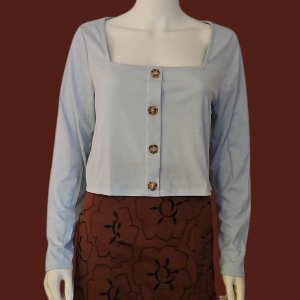 Wild Fable Light Blue Crop Top